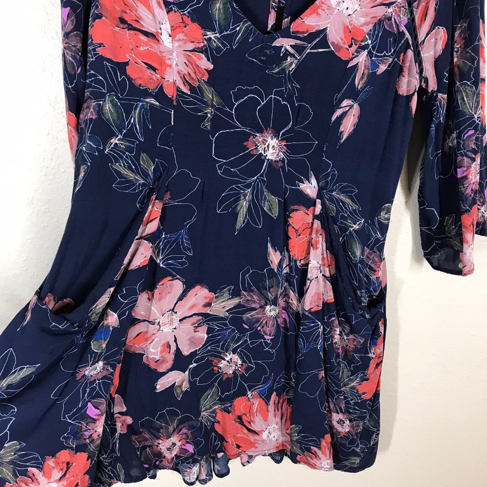 Free People Blue Floral Flowy Mini Dress - Picture 2 of 10